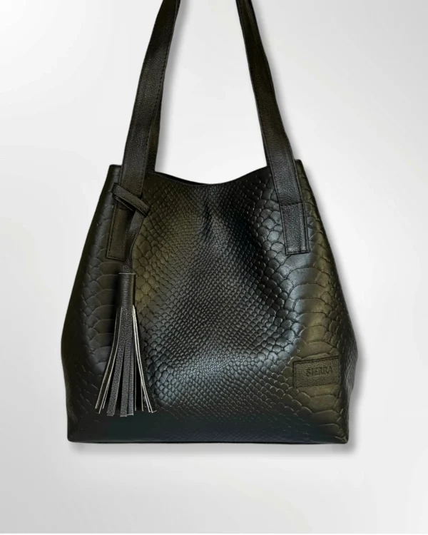 Cartera de hombro en cuero diseño 2 en 1 Margara negro - Imagen 2