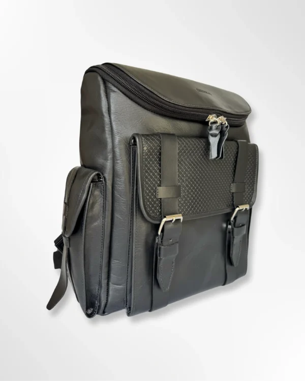 Morral ejecutivo clásico en cuero envejecido Palermo pequeño - negro-negro