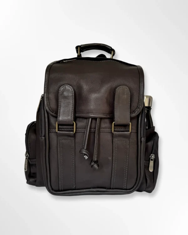 Morral nómada en cuero con cierre ajustable e imantado Rubén negro