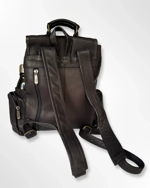 Morral nómada en cuero con cierre ajustable e imantado Rubén negro - Imagen 3